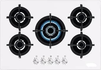 Piano cottura STAYLUX a Gas 5 fuochi 75cm Vetro Bianco Cod: C7-50BTF