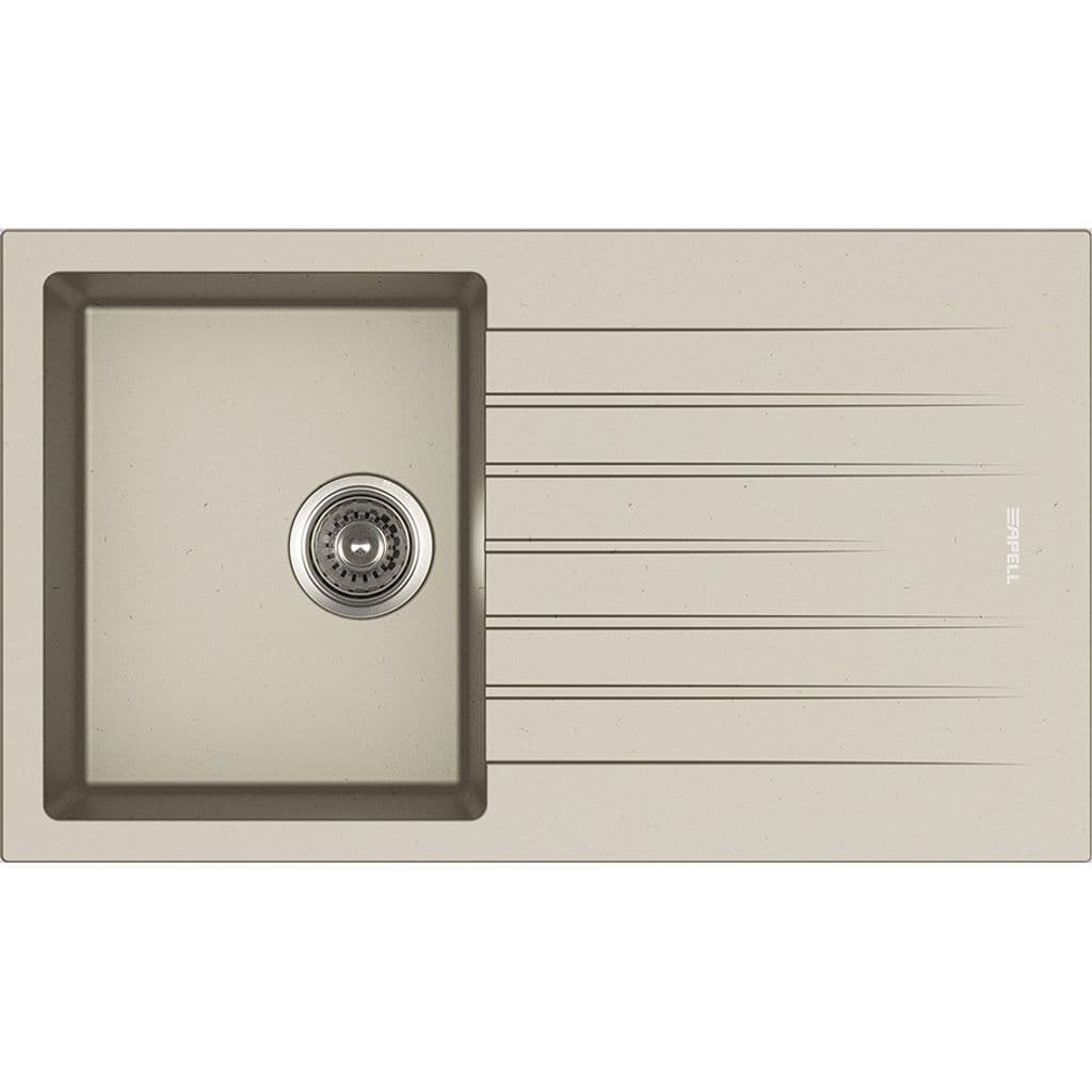 Lavello APELL 1 Vasca con gocciolatoio reversibile colore Avena cod: PTPL861GO