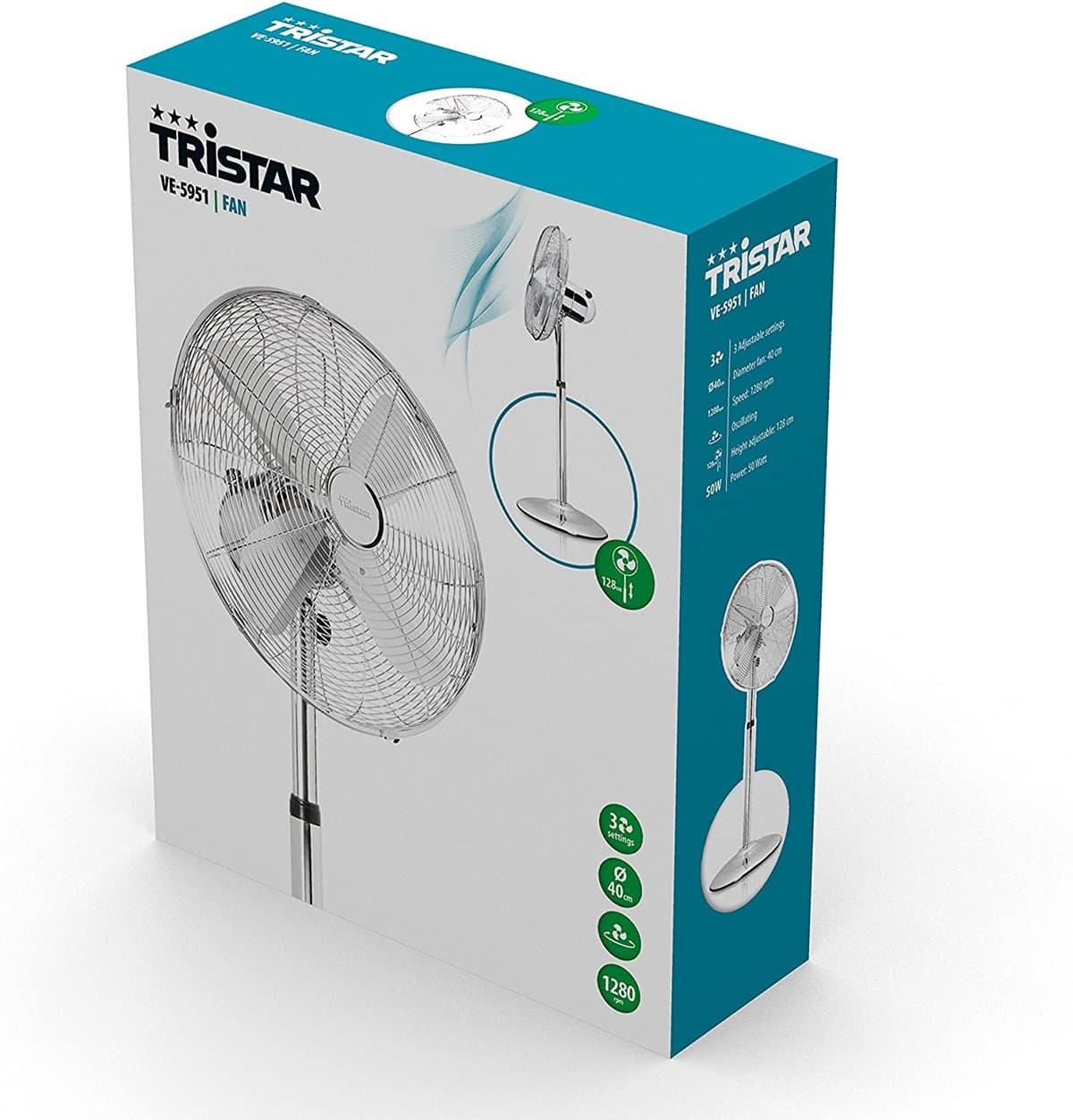 Ventilatore a Piantana TRISTAR potenza 50 W, 18/8 Stainless colore Argento cod: VE-5951 - 4