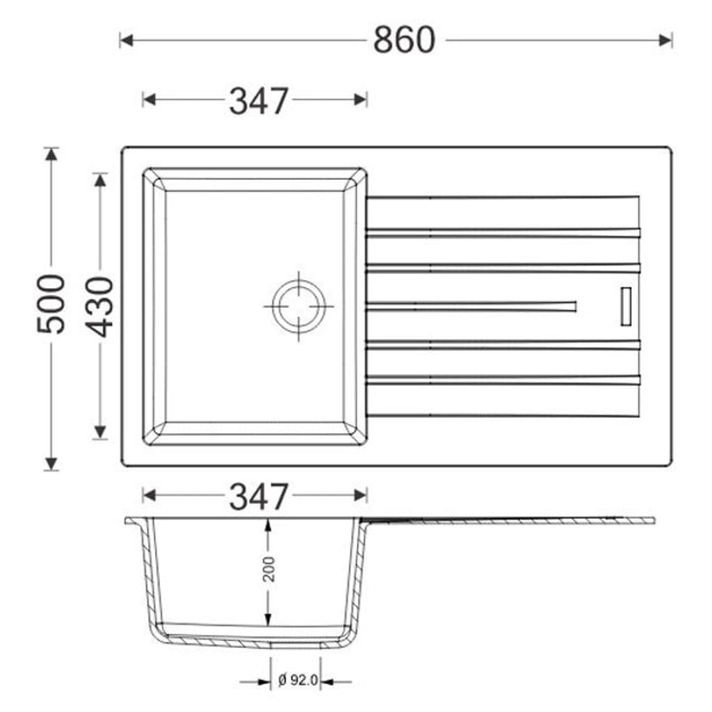 Lavello APELL 1 Vasca con gocciolatoio reversibile colore Avena cod: PTPL861GO - 2