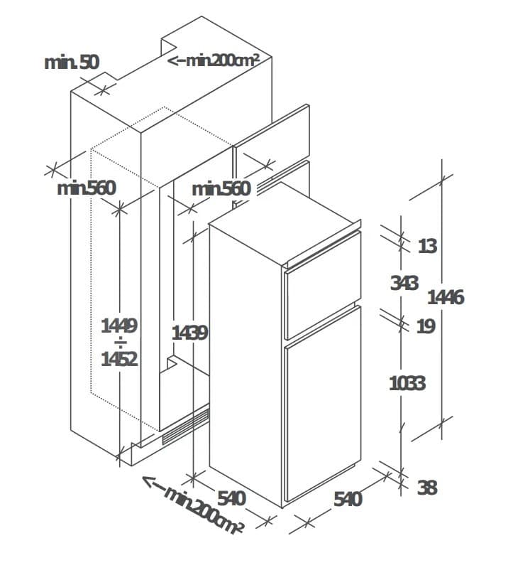 Frigorifero CANDY Doppia Porta da Incasso Statico Bianco CELDP2450H - 5