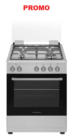 Cucina SCHAUB LORENZ 4 Fuochi a Gas Forno gas grill elettr. 60x60 Inox SS461GVEX
