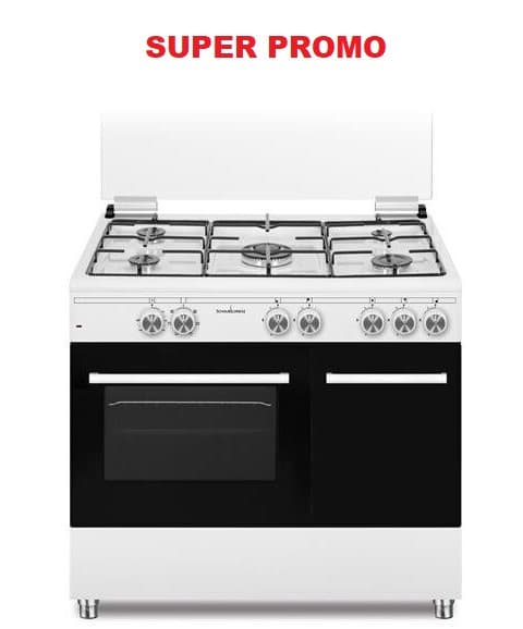 Cucina SCHAUB LORENZ 5 Fuochi a Gas Forno a gas 90x60cm Bianco SS590GEW