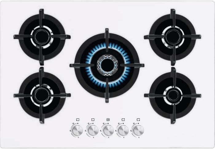 Piano cottura STAYLUX a Gas 5 fuochi 75cm Vetro Bianco Cod: C7-50BTF