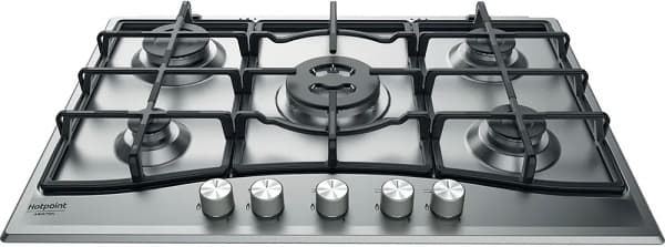 Piano Cottura HOTPOINT 5 Fuochi Gas 75 cm Colore Acciaio cod: PCN 751 T/IX/HA