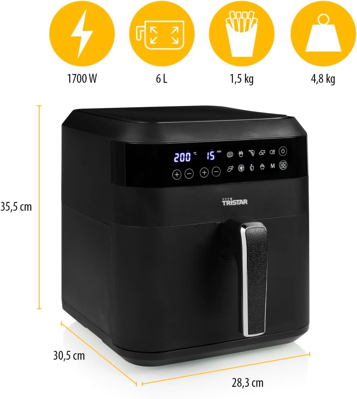 Friggitrice Ad Aria TRISTAR Potenza 1700 W 6 Litri Cod: FR-6999 - 2