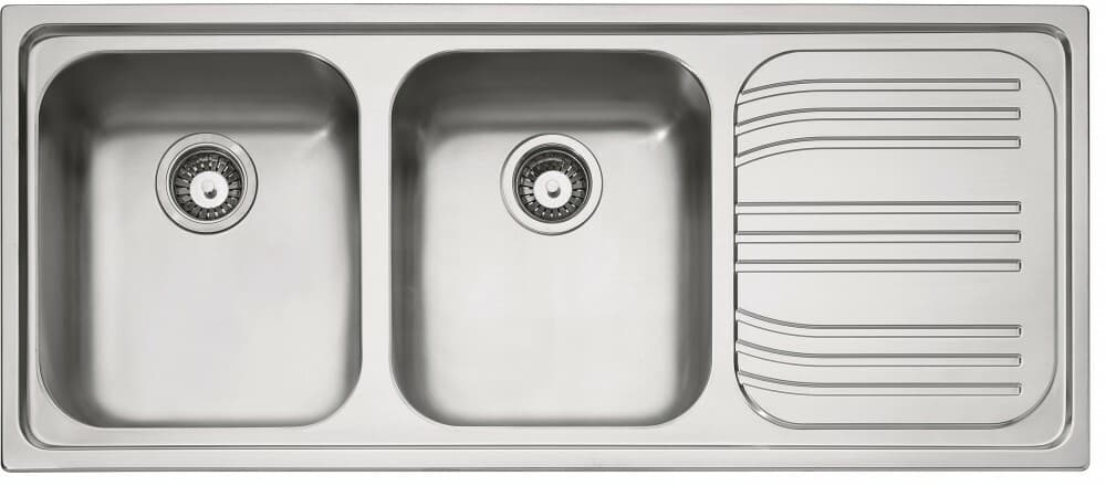 Lavello FRANKE da incasso 2 vasche con gocciolatoio DX colore Inox RRX621 DX