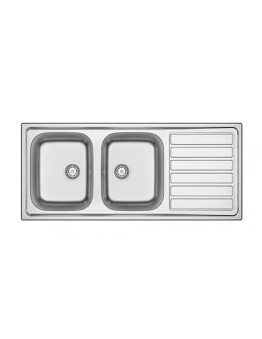 Lavello APELL 2 Vasche con gocciolatoio a destra Acciaio ID1162IRBC