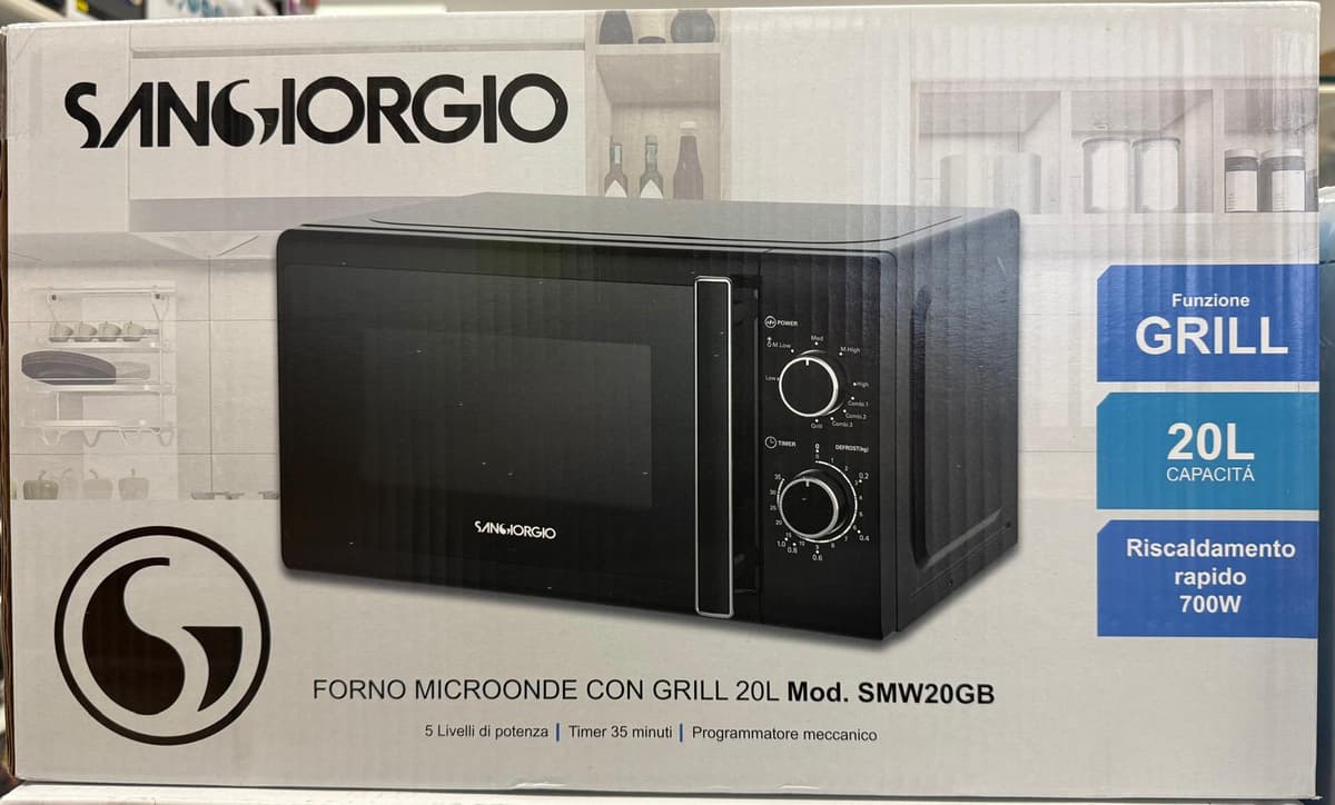 Microonde SANGIORGIO Capacità 20 Litri potenza 1000W Colore Black  SMW20GB