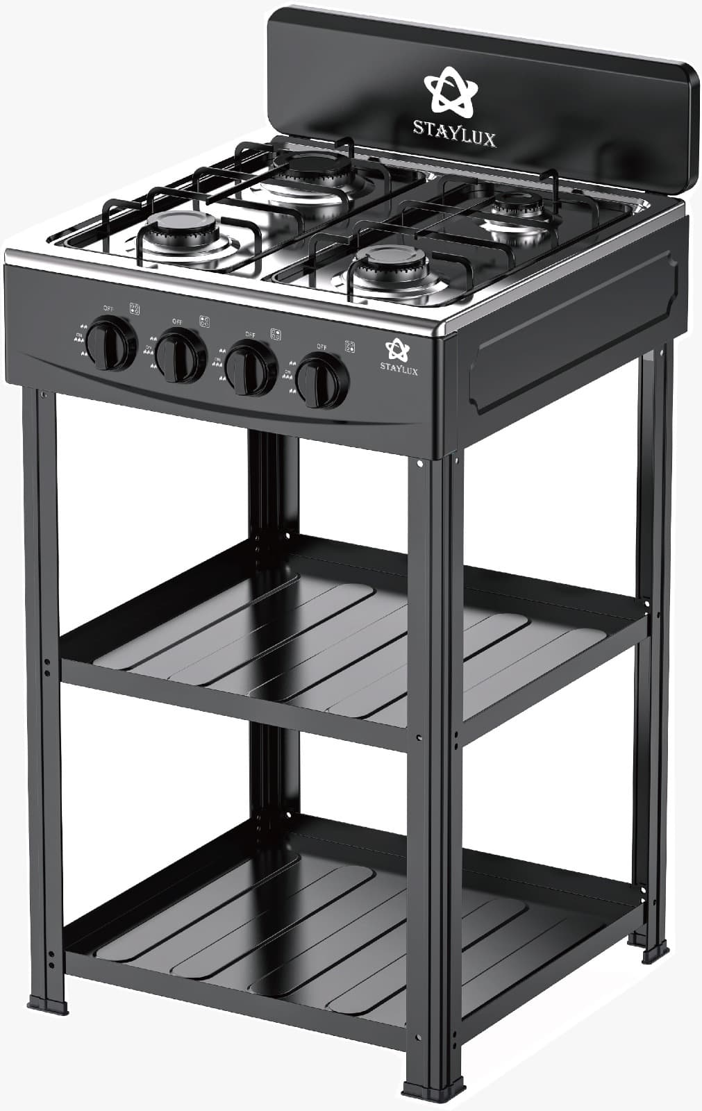Cucina Portatile Fornello Campeggio STAYLUX a Gas 4 fuochi 60cm Nero CUCINOTTO-B