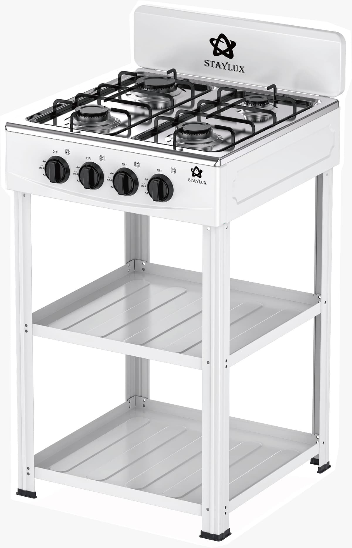 Cucina Portatile Fornello Campeggio STAYLUX Gas 4 fuochi 60cm Bianco CUCINOTTO-W