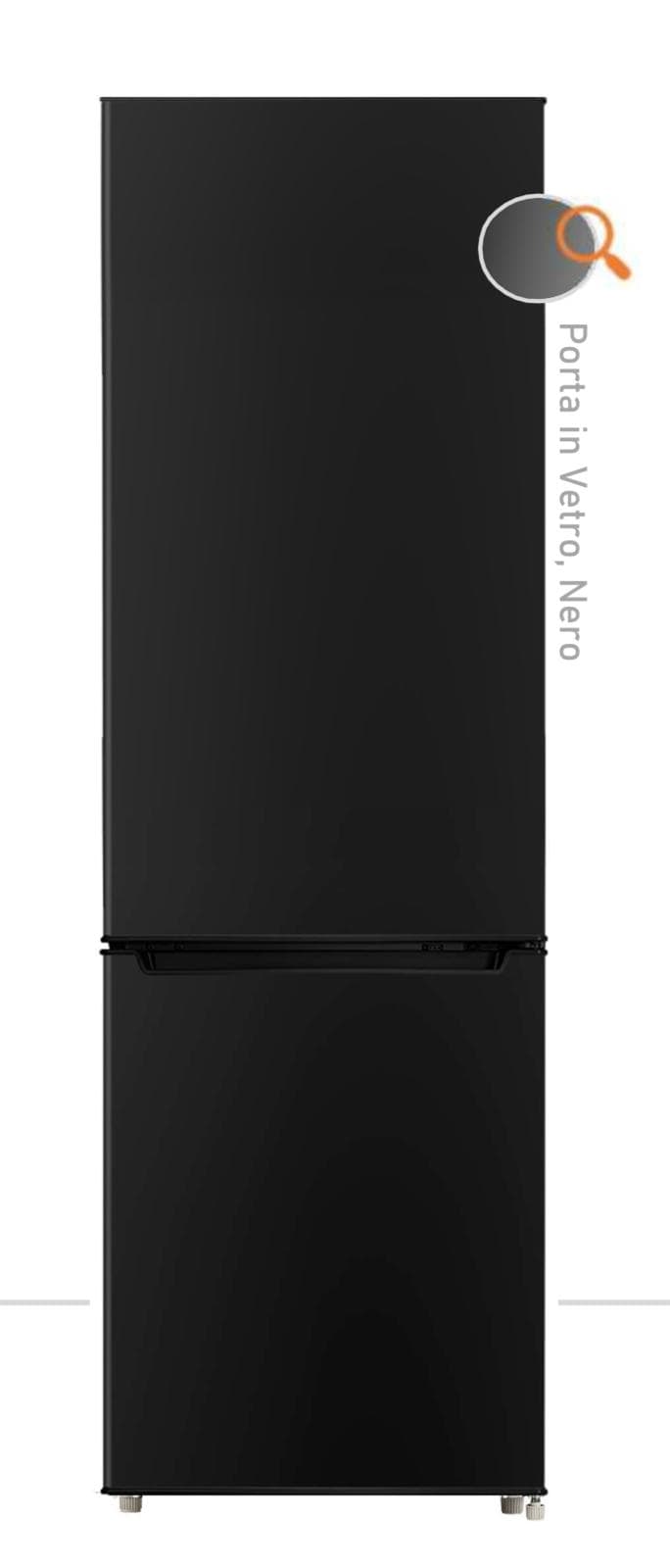 Frigorifero AKAI Classe E Combinato 265 LT Vetro/nero GLASS265BK-L