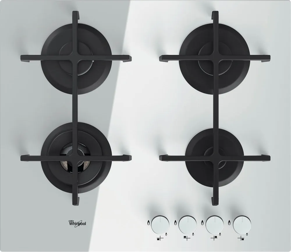 Piano Cottura WHIRLPOOL a Gas 4 Fuochi 60 cm Vetro Bianco GOA 6423/WH