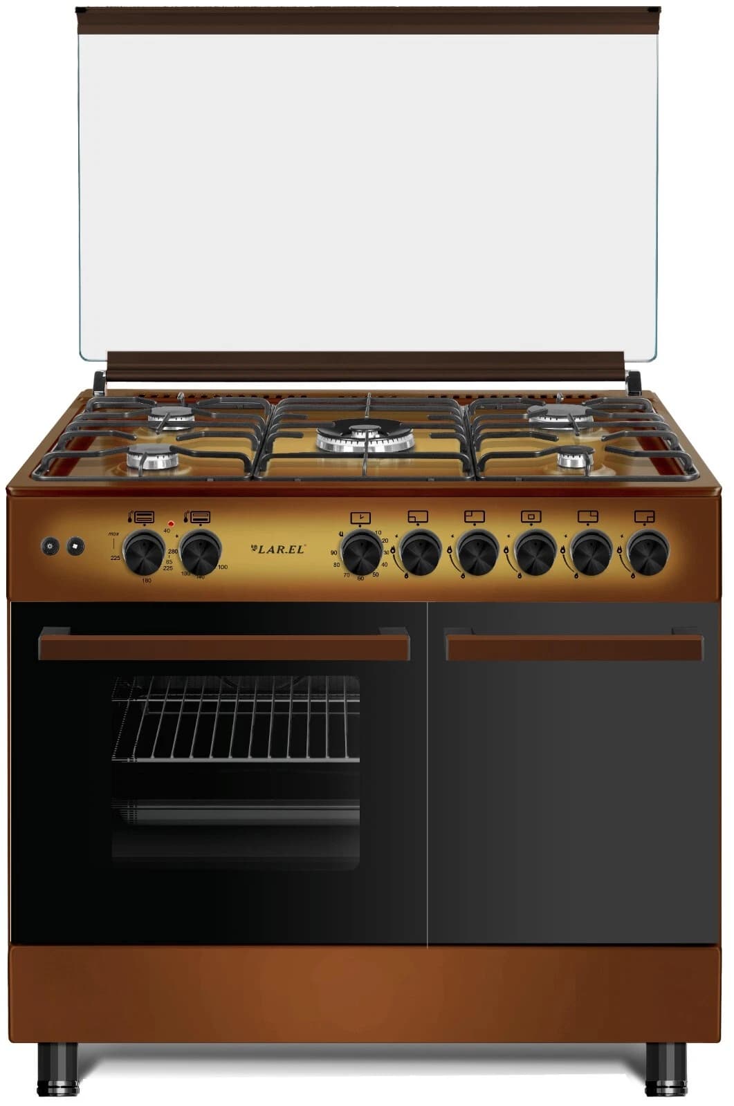 Cucina LAREL 5 fuochi a gas 90×60 Forno a gas porta bombola Marrone L90BT5MG