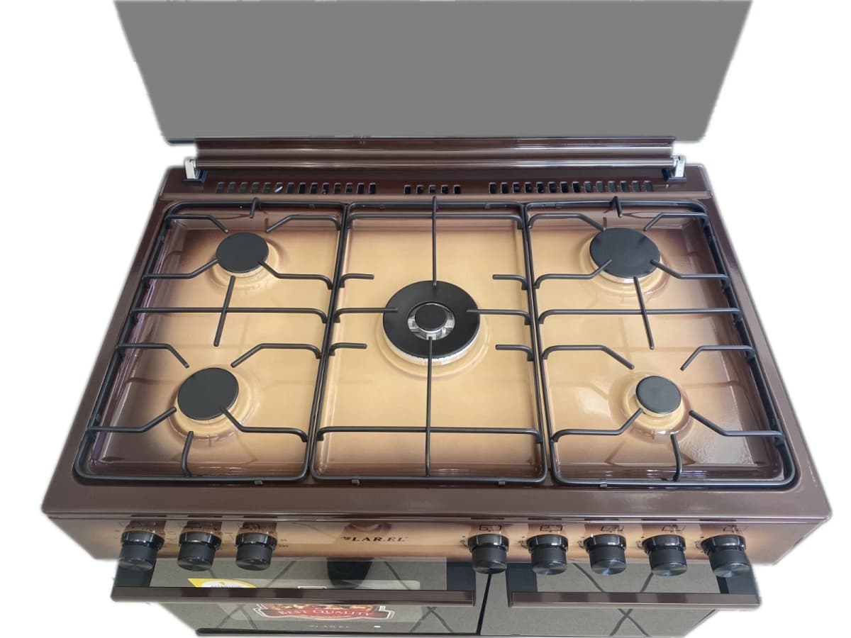 Cucina LAREL 5 fuochi a gas 90×60 Forno a gas porta bombola Marrone L90BT5MG - 2