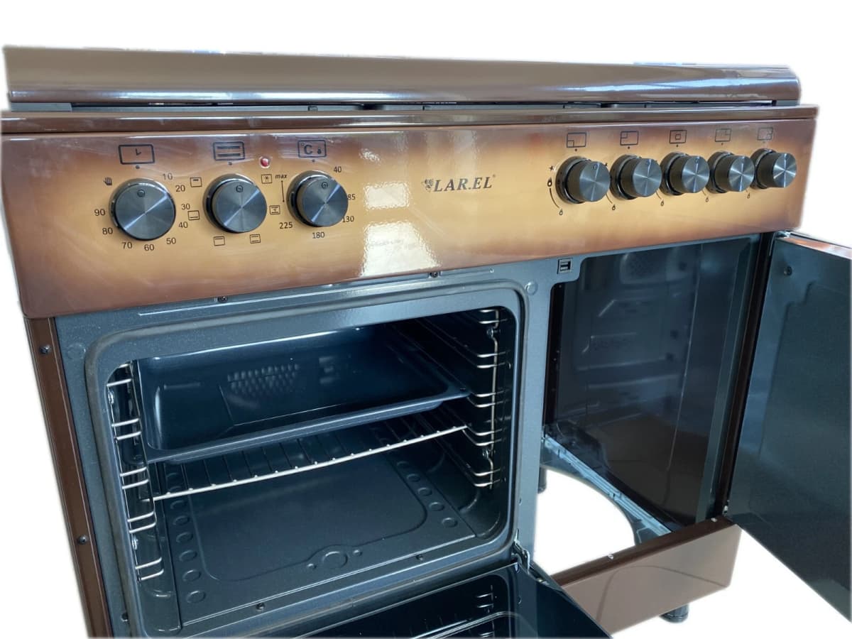 Cucina LAREL 5 fuochi a gas 90×60 Forno a gas porta bombola Marrone L90BT5MG - 4