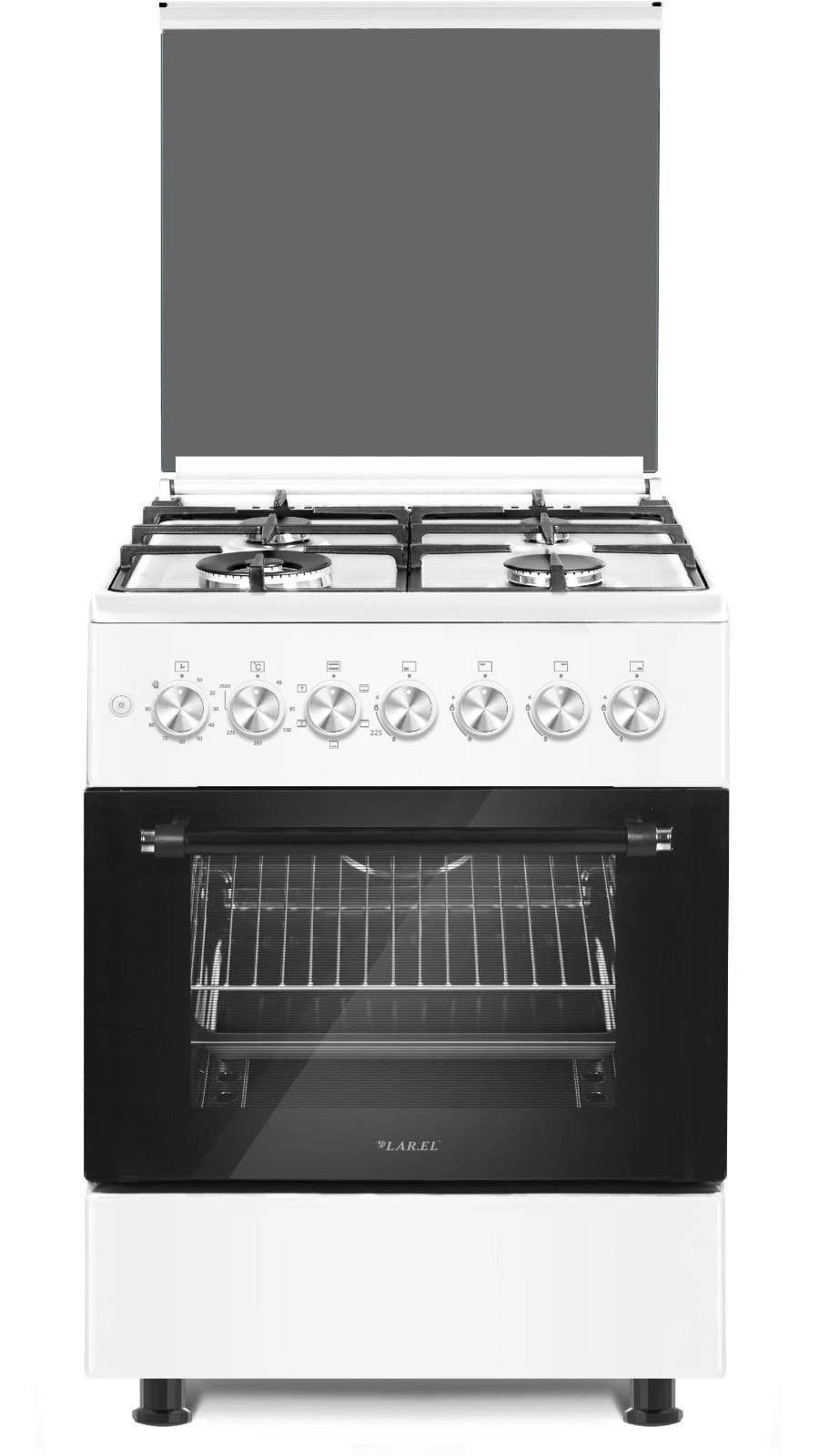 Cucina LAREL 4 fuochi a gas 60×60 Forno Elettrico Ventilato Bianco L60EB
