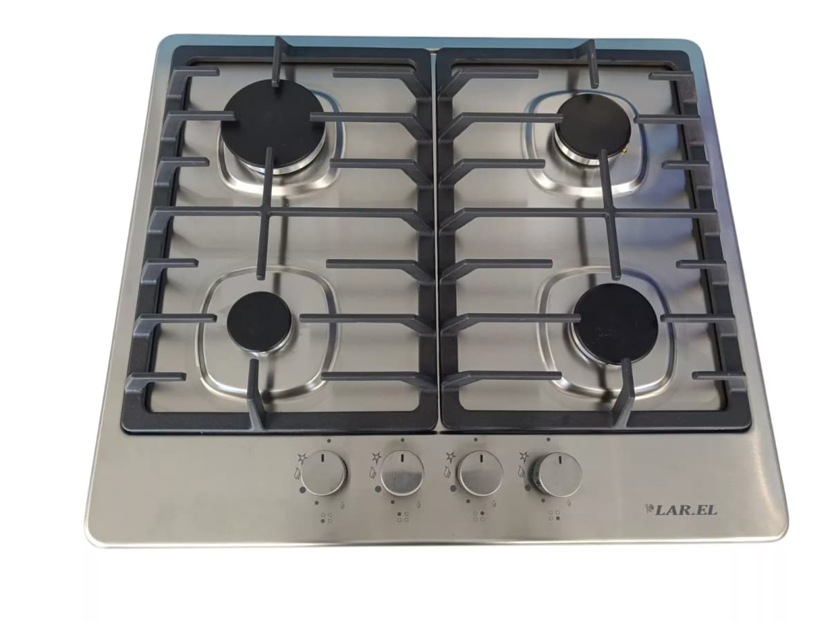 Piano cottura LAREL da Incasso a Gas 4 fuochi 60cm Inox/ghisa L848G
