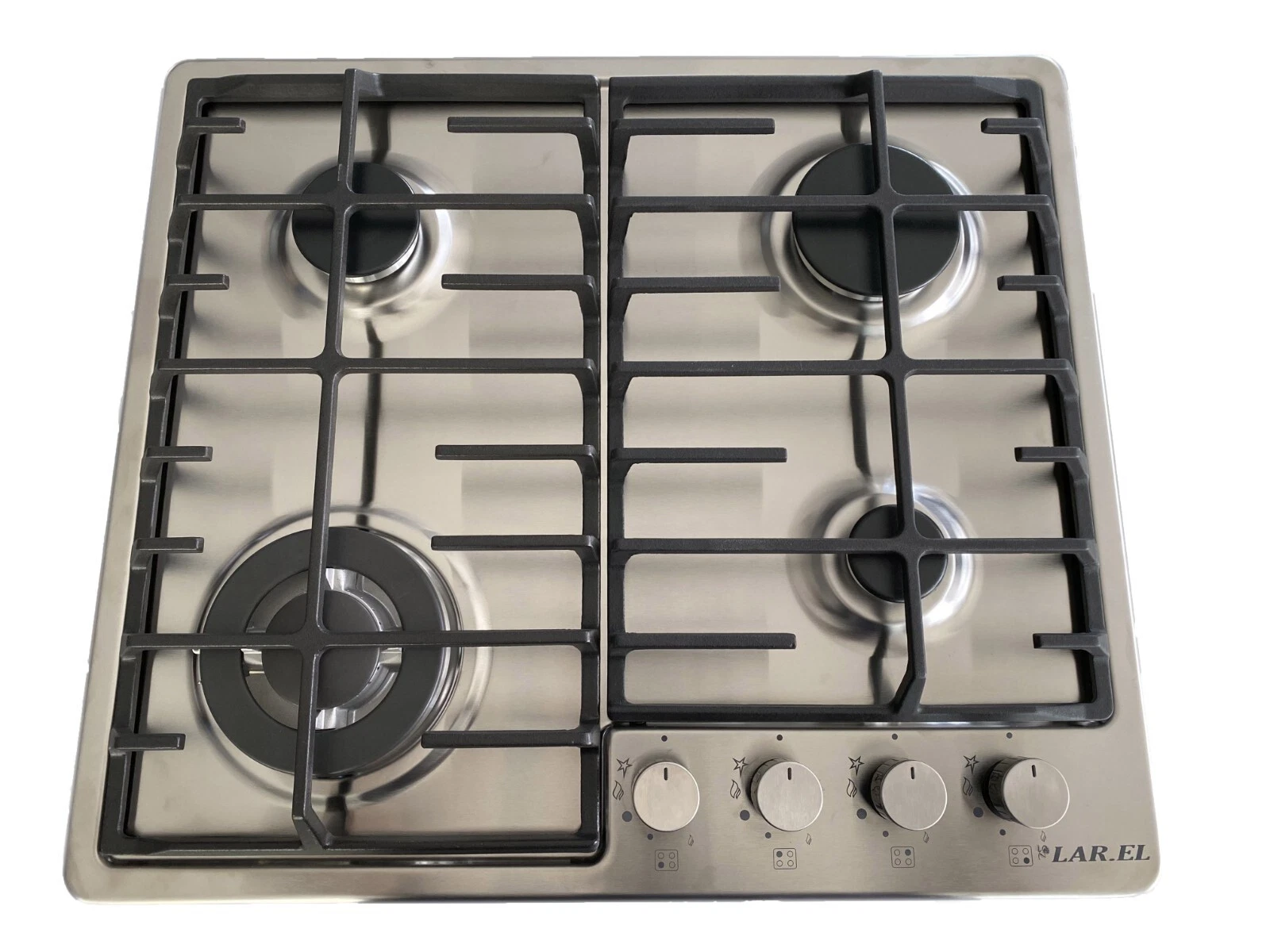 Piano cottura LAREL da Incasso a Gas 4 fuochi 60cm Inox/ghisa L848GX