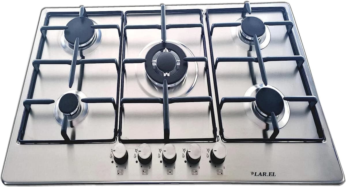 Piano cottura LAREL Incasso a Gas 5 fuochi 70 cm colore  Inox/ghisa L858X