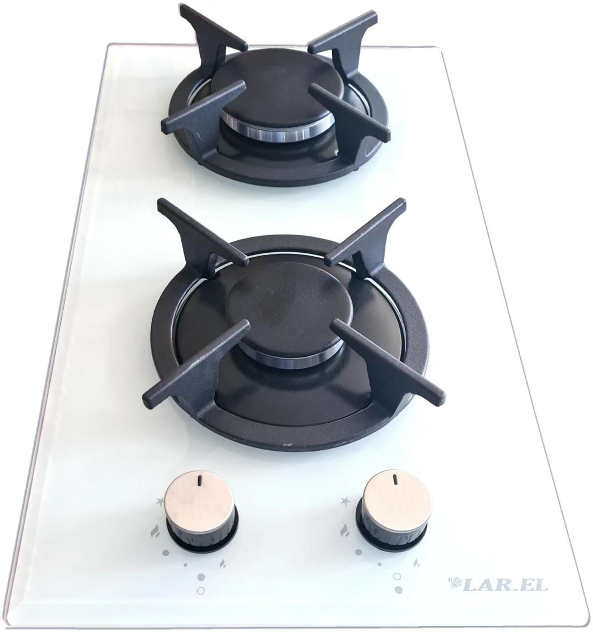 Piano Cottura LAREL a gas 2 Fuochi 30 cm Vetro/Bianco L828GB