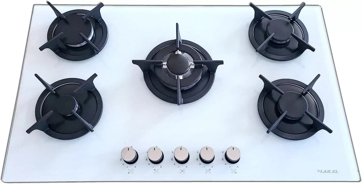 Piano cottura LAREL Incasso 5 fuochi 90cm Vetro/bianco L958GB