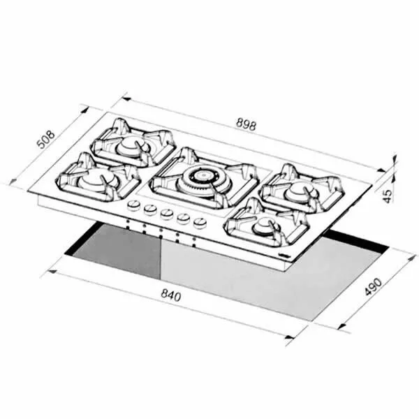 Piano cottura LAREL Incasso 5 fuochi 90cm Vetro/bianco L958GB - 4