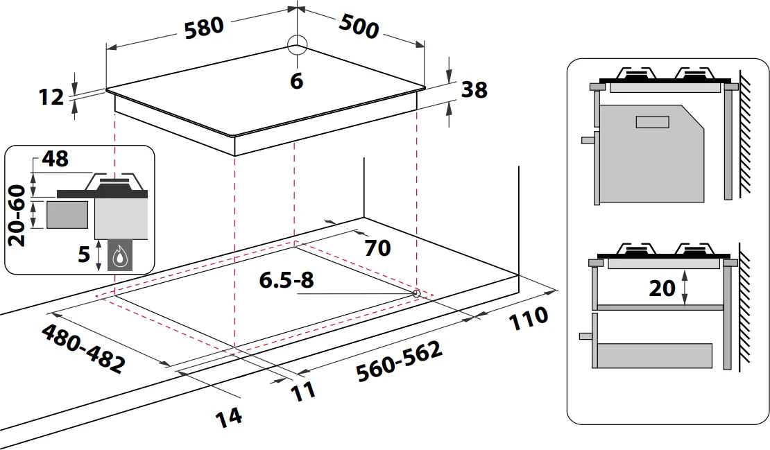 Piano Cottura INDESIT a Gas 60 cm Colore Inox PAA 642 IX/I WE1 - 5