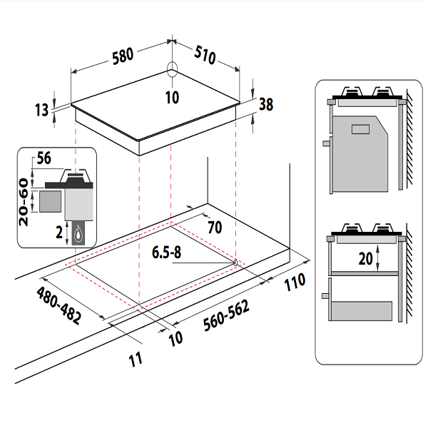 Piano Cottura INDESIT a Gas 60 cm Colore Antracite TH 642/I AN - 4