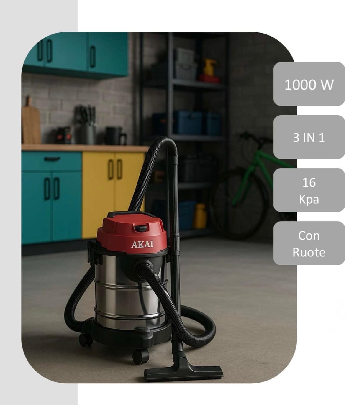 Bidone AKAI aspira liquidi e solidi 20lt W AP20L-K - 2