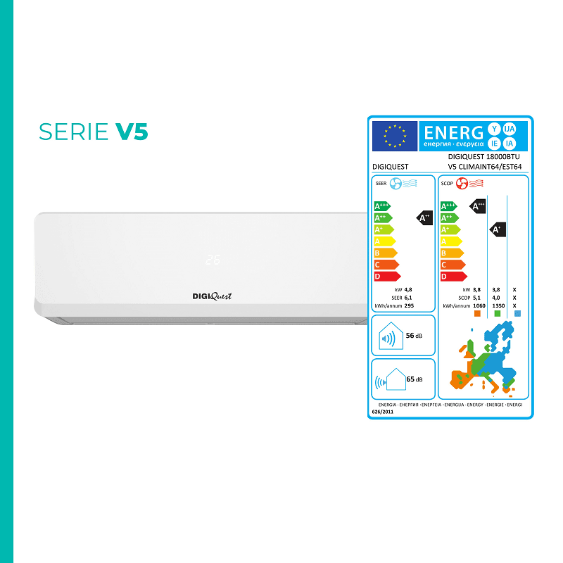Climatizzatore DIGIQUEST Fisso 18000 BTU V5 A++/ A+ Inverter WI-FI CLIMA00064