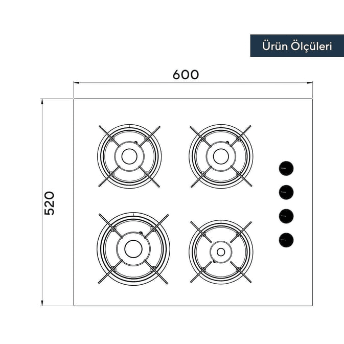 Piano cottura KUMTEL da Incasso a Gas 60 cm vetro/Antracite KO-40 TAHDF - 2