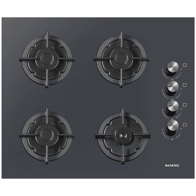 Piano cottura KUMTEL da Incasso a Gas 60 cm vetro/Antracite KO-40 TAHDF