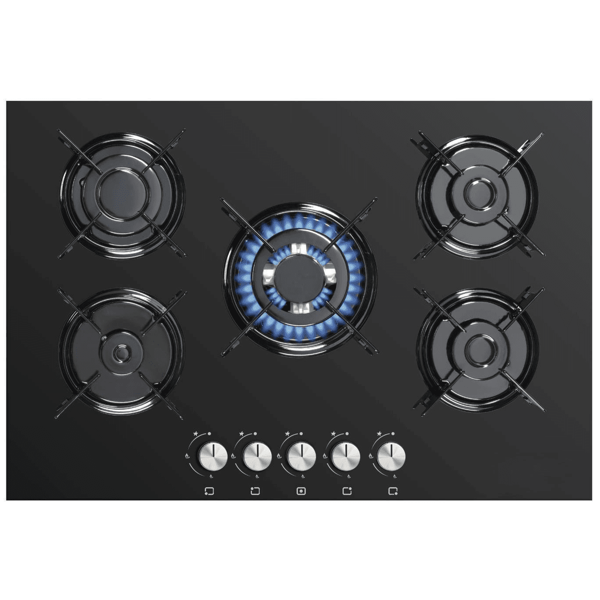 Piano cottura STAYLUX da Incasso a Gas 5 fuochi 75 cm Vetro C7-50BTF-NERO